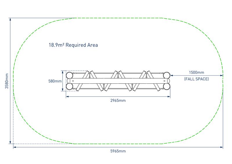Technical render of a Zigzag Log Bridge Crossing